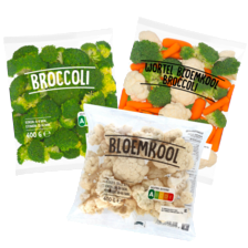 Bloemkool-, broccoliroosjes of wortel-bloemkool-broccoli mix